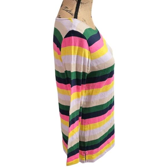 J. CREW Pink Green Cream Colorful Striped Boatneck Top Size Small New - Picture 3 of 6
